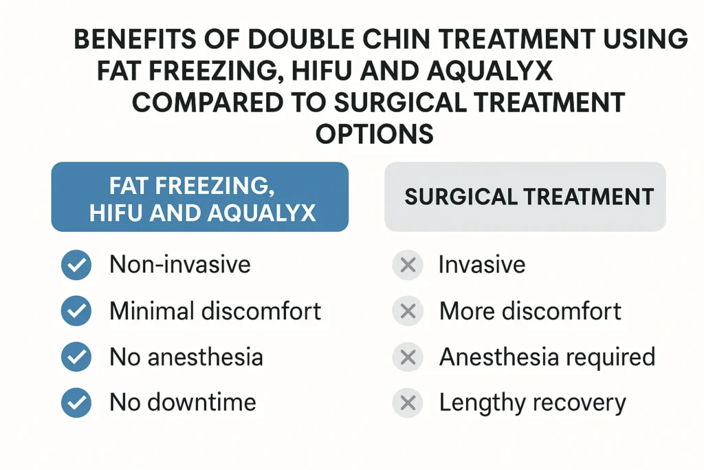 Graphic about the benefits of double chin treatment Greater London (Barnet) - from LA LIPO