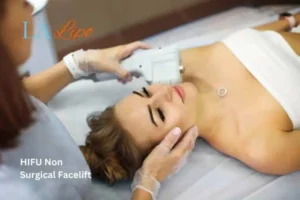 Woman having Hi-Fu to reduce wrinkles Greater London (Barnet).