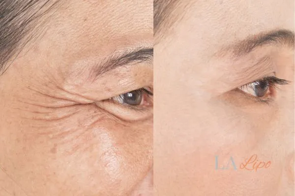 Before and after results of woman - HI-fu wrinkles reduction treatment Greater London (Barnet)