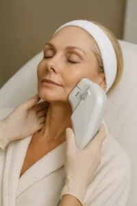 Woman receiving HIFU non surgical facelift treatment Greater London (Barnet)