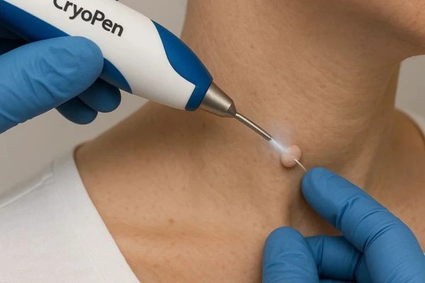 Person receiving cryotherapy Greater London (Barnet) for skin tag removal