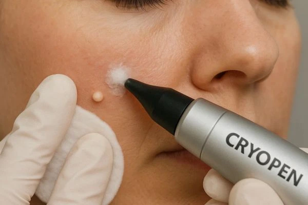 Woman receiving milia removal treatment Greater London (Barnet)